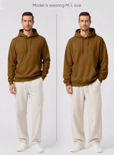 Image of JMIERR Mens Fleece Lined Hoodie Pullover Drawstring Pocket Winter Warm | Cozy fleece-lined pullover, adjustable drawstring hood, kangaroo pocket, regular fit, machine wash