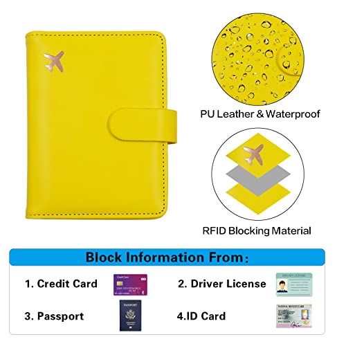 Melsbrinna Capa de couro premium para passaporte, à prova d'água, com bloqueio de RFID, porta-passa