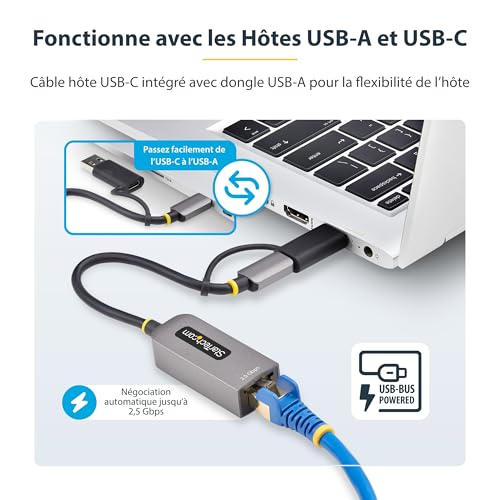 StarTech Adaptateur 2.5GbE USB-C vers Ethernet, Convert...