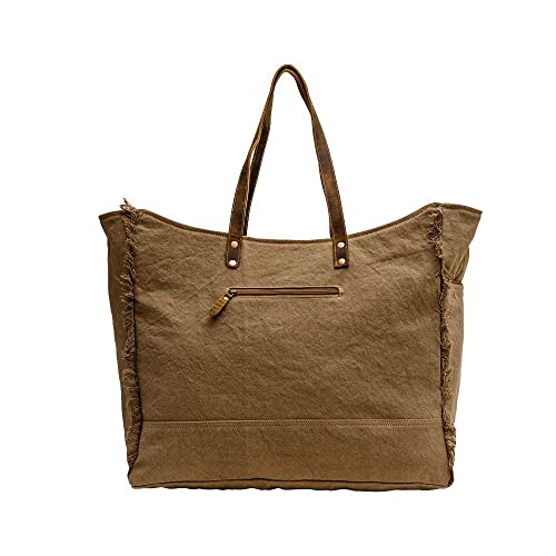 Myra Bag Western Leather Weekender Bag for Women - Cotton & Upcycled Canvas Boho Shoulder Bag Losi3