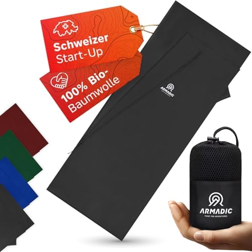 Armadic® Hüttenschlafsack aus Mikrofaser oder Bio-Baumwolle (nur 230g/370g) | Ultraleicht, kleines Packmaß & dünn, Reiseschlafsack, Schlafsack Inlett - ideal für Backpacking, Hoste