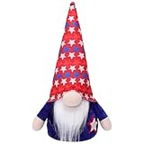 4 de Julio Gnomos Patrióticos - Muñeca Sin Cara - Enanos | Rojo Azul Hecho a Mano Casa Decoraciones para Fiesta en Casa Día Conmemorativo Presidentes Veteranos Estante Mesa