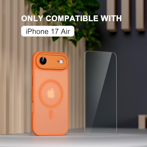 Misea Magnetic for iPhone 17 Air Case Compatible with MagSafe [Military Grade Drop Protection] Full Camera Lens Protector Translucent Matte Phone Case for Women Girls 6.5 inch, Orange - image 2