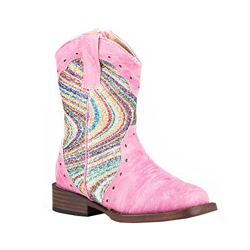 ROPER Western Boots Girls Glitter Aztec Snip Pink 09-017-1901-2758 PI