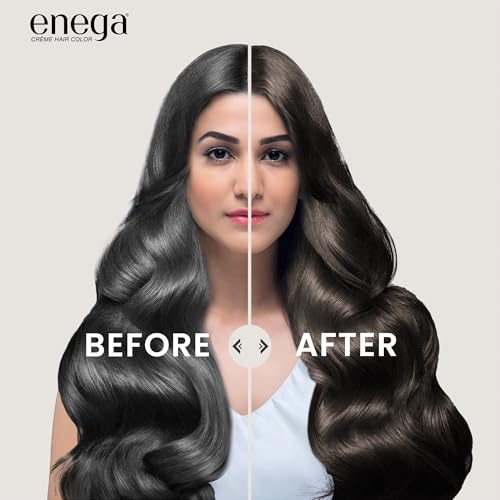 Image of Enega No Ammonia Grey Coverage Long Lasting Creme Hair Color with Argan Oil & Green Tea Extract - Pack of 1(150 ML) (Original Black)