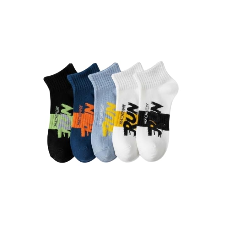 Shopstyle Ankle Length Cotton Socks Pack of 5 | Soft Breathable Cartoon Printed Casual Sports Socks for Boys & Girls | Stretchable Low Cut Socks Multicolor Combo