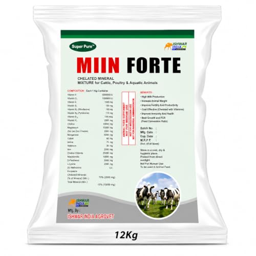 Image of MIIN Forte Pouch Pack | Mineral Mixture Powder for Cattle, Buffaloes, Goats & Sheep | Boosts Milk Yield, Growth, Immunity Booster | Powerful Chelated Minerals Mixture (12Kg)