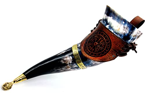 Beer Horn Mug Game Of Thrones Brass Adorned Vikings Horn Medieval Drinking Horn With Attractive Leather Belt (Hbm-580) #TOP1