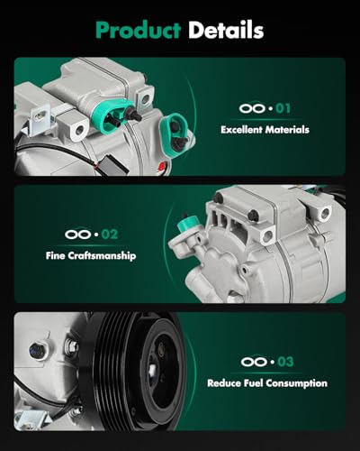 Image of SCITOO AC Compressor for Hyundai for Sonata 2.4L 2006-2008 | Fast Cooling, Ultra Low Noise (≤72 dB)Air Conditioner Compressor with Clutch, Easy Installation, 977012B250 2021933 2021933AM