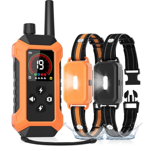 Dog Shock Collar 2 Pack (5–150Lbs), 4400FT Waterproof 2 Dog Training Collar with Remote Control 5 Training Modes Rechargeable Electric Dog Collar with Light, E Collars for Small Medium Large Dogs
