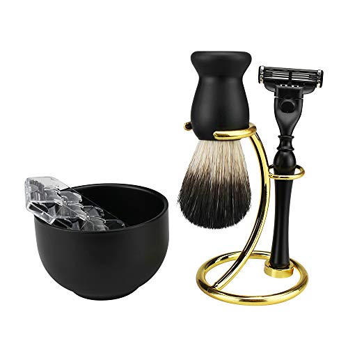 Manuelle elektronische Bauteile Dachshaar Rasieren Bart-Bürsten-3LAYER Blatt Mann Gesicht reinigen Razor Metallstandplatz-Bowl Becher Set Kits