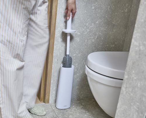 Image of Joseph Joseph Flex 360, Advanced Smart Toilet Brush and Storage Holder Set with Anti-drip, Anti-Clog, Triple-Action Replaceable Brush Head - White