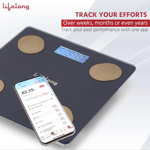 Image of Lifelong Smart Weighing Scale with BMI & 18 Measurement Functions with Lifelong Smart Home App-Bluetooth Sensor Technology | Electronic Weight Machine | Battery Included (LLWS36, Blue)