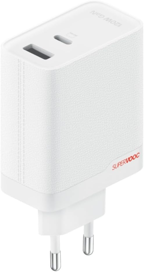 OnePlus Supervooc Charger 120 W Dual Port Fast Charger USB-C with Cable White