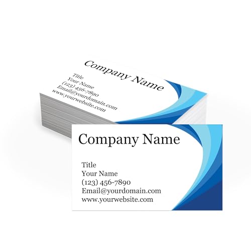 Custom Printed Business Cards - Thick Sturdy Stock 300GSM - 3.5' x 2' - 100% Made in the U.S.A. (Ocean Blue, 100)