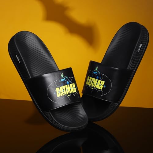 Image of YOHO Sliders for Men | Comfortable and Lightweight Slides | WB Cartoon & Comic Characters: Batman,Superman,Tom & Jerry,Rick & Morty,Big Bang Theory, Friends and Scooby Doo for Boys