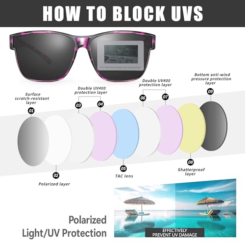 Image of Polarized Sunglasses Fit Over Glasses for Women Men | Oversized Square Sun Glasses UV400 Protection