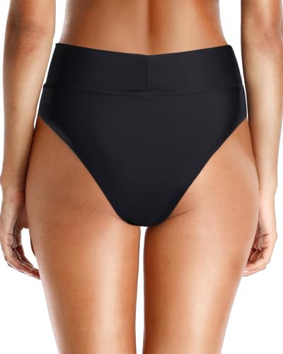 Holipick High Waisted Bikini Bottoms - V Cut Bathing Suit Bottom Moderate Coverage Swim Bottom2