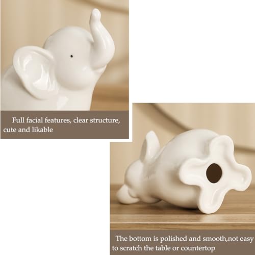 Estatua de elefante blanco en cerámica estilo moderno miniatura 4