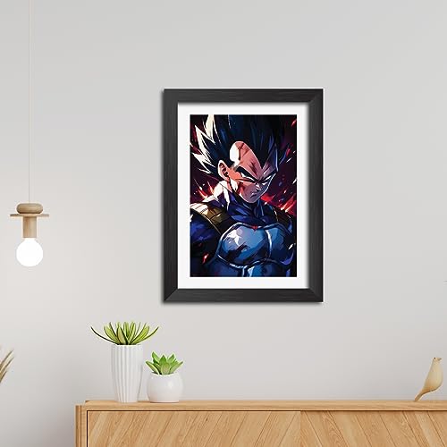 Image of TenorArts Vegeta Posters Dragon ball Z Anime Poster Laminated Photo Frame Painting with Matt Finish Black Textures (12inches x 9inches)