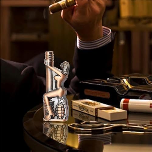 Encendedor metálico recargable diseño chica vintage miniatura 3