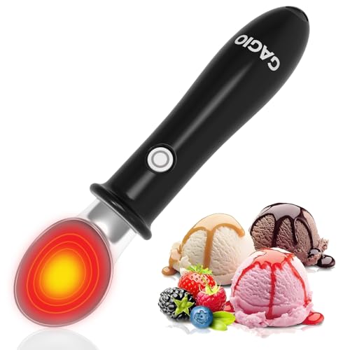 Heated Ice Cream Scoop Rechargeable – Upgraded 2026 Electric Warming Scooper for Rock Hard Ice Cream, Dual Temp 113℉-140℉, Safety Lock & Waterproof Ergonomic Handle (Black)