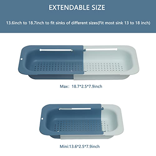 Kanyool Over The Sink Strainer Colander Basket Collapsible Extendable Kitchen Food Fruits Vegetables Noodle Pasta Sink Drain Basket Retractable Plastic Adjustable Strainer Over Sink Washing Basket #TOP1