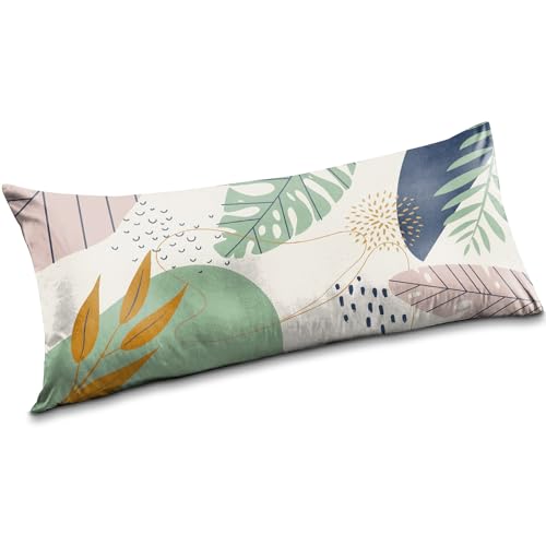 GABraden Body Pillow Cover - Super Soft Microfiber Body Pillow Case,Hidden Zipper,Print Pattern,Comfortable Fabric,Lightweight and Breathable,The Size is 20 "X 54"(06-Green-Leaf)