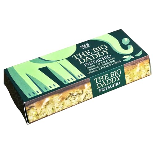 M&S The Big Daddy Pistachio Chocolate Bar with Caramel Pistachio Creme & Pistachio Pieces 280g Random Design Fathers day Sweet Treat Gift for Dad