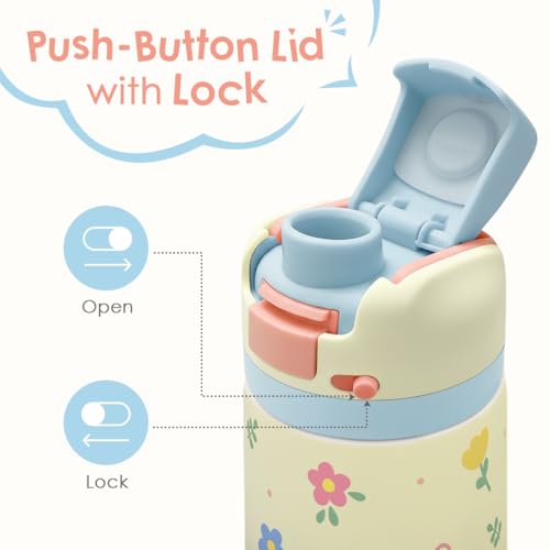 Image of Floral Kids Insulated Stainless Steel Water Bottle 16 Oz, Travel Tumbler for School, Sports for Girls, Birthday, Back To School