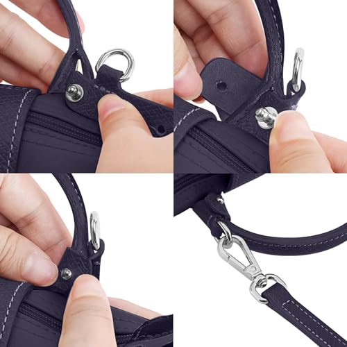 Image of Bag Leather Strap Replacement Crossbody Shoulder Straps for MINI Pouch, No Damage Conversion Kits Accessories (MINI-Navy Blue-S)