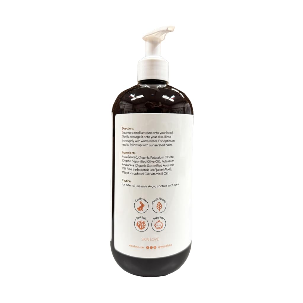 Waxelene Hand Wash, Free And Clear, Home Size, 16oz, 475ml, For Sensitive Skin Safe, eczema, psoriasis, dermatitis, biodegradable, reef safe
