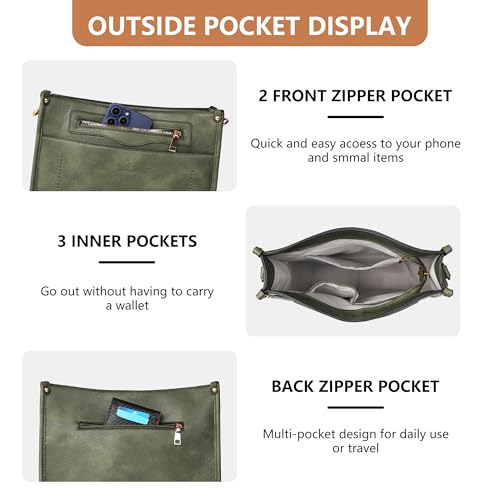 Image of TANTOMI Vegan Leather Crossbody Bags for Women Hobo Travel Purse Multi-Pocket Trendy Handbags & Womens Crossbody Bag