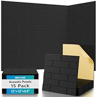 Clulutic 15-Pack Self Adhesive Sound Absorbing Acoustic Panels 12" x 12" x 0.4"