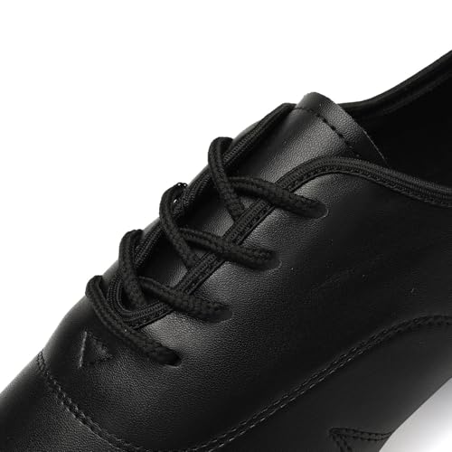 GYUBL Herren Schwarz Leder Tanzschuhe Latein Jazz Salsa Tango Jungen Tanzschuhe Ballsaal Praxis Schuhe 3cm Absatz,42 EU
