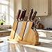 TUO Sharp Knife Set for Kitchen, 8 Piece Wooden Knife Block Set, Forged German Steel with Woodgrain Pakkawood Ergo Handle, Rust Resistant - Fiery Phoenix Series