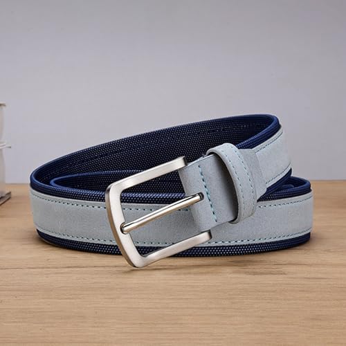 Business Casual Belt Men, Classic Work Belts for Men, Mens Belts for Jeans Pants Shirt Suit,A Blue 3.8cm,110CM/43.3''2
