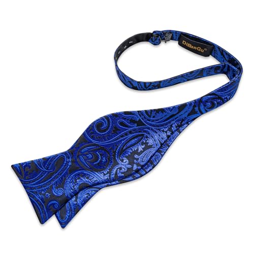 Image of DiBanGu Mens Silk Self Bow Tie Set 4PCS for Tuxedo Wedding,