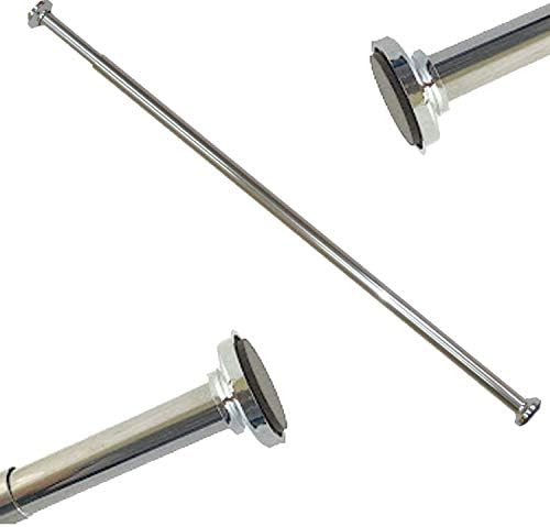 True Face Telescopic Straight Bathroom Bath Extendable Wardrobe Windows Doors Bath Shower Curtain Rail Rod Pole Steel Rods Rails (125-220cm, Silver)
