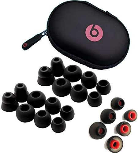 22 pcs. Beats Powerbeats 2 and Powerbeats 3 Replacement Earbuds Eargels Eartips Cushions Black, Black/RED 6S/6M/6L/4Cones and 1 Protective Carrying Hard Case by General