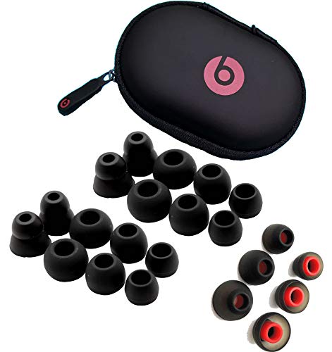 22 pcs. Beats Powerbeats 2 and Powerbeats 3 Replacement Earbuds Eargels Eartips Cushions Black, Black/RED 6S/6M/6L/4Cones and 1 Protective Carrying Hard Case by General