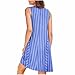 Women Fashion Short Tank Nightgown with Pockets Sleeveless Crew Neck Loungewear Front Pleated Casual Sleepwear Blue