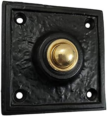 Adonai Hardware "Hosanna" Black Antique Iron Square Bell Push - Matte Black Powder Coated