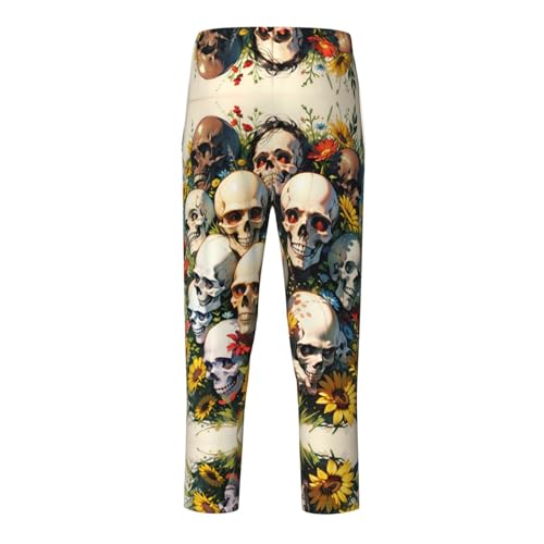 Pajama Pants Pajama Bottoms with Elastic Waistband Sleepwear Lounge Pants, Skull Sunflowers2