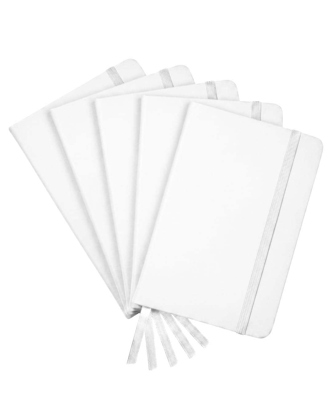 Set da 1, 5, 10, 15 pezzi Taccuino A6 Tascabile con Elastico in Similpelle - Mini Quaderno Appunti Pagine Bianche Puntinate (Dotted) - Disponibile in 8 colori (15, Bianco)