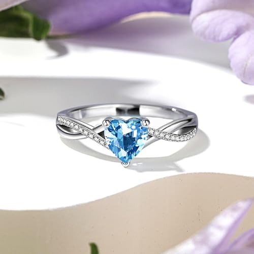 Jeulia Personalized Birthstone Rings for Women,Sterling Silver Heart Cut Engagement Ring for Her Customized Twisted Moissanite Halo Wedding Ring Band with Jewelry Gift Box2