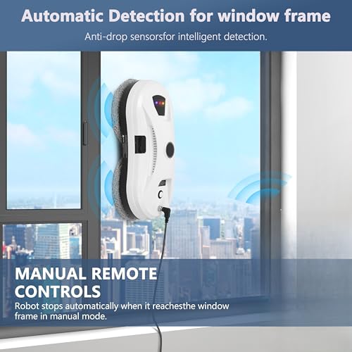 NamYoprce window cleaning robot,Smart Glass Cleaning Robotic with 5600Pa Strong Suction,Multiple Safety System,Edge Detection,for High-Rise Windows Ceiling,Outdoor Indoor,White UK plug - Image 5