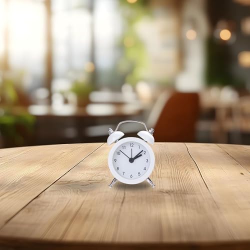 Image of Vintage Inspired Mini Table Alarm Clock, Old Retro Style Digital Alarm Clock, Small Table Clock for Home, Kitchen, Office and Decor (White)