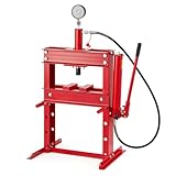 GarveeTech 10 T Hydraulic Press, Heavy Duty H Frame Garage Hydraulic Shop Press with 2 Press Plates, Adjustable Work Table Height, Red