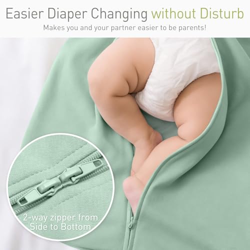 Image of 2 Pack Transitional Baby Swaddling Sacks with Arms Up Length Sleeves & Mitten Cuffs, Sleeping Sack Bag 2 Ways Zipper, Wearable Swaddle Blanket for Newborns Baby Snug Fit Calms Startle Reflex